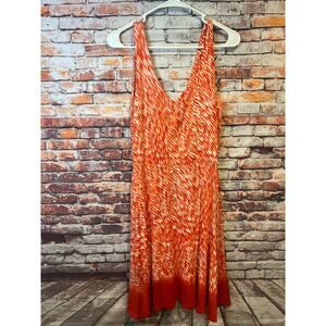 Athleta Orange Starfish Reef Print Dress stretchy knit fit and flare women small